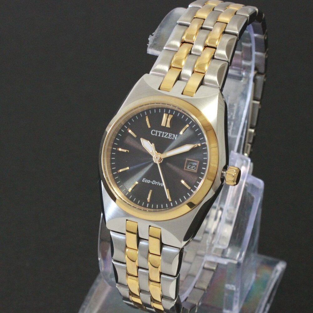 Citizen Eco Drive Ladies Corso Two Tone Black Dial 28mm - Picture 4 of 12